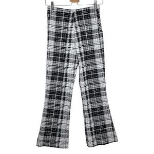 ONA by Yoon Chung Black White Plaid Kick Flare Pull On Pants Small